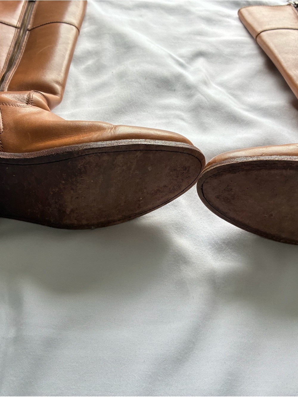 Frye Women's Tall Riding Boots in Cognac Brown Leather - Picture 3 of 7